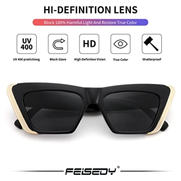 FEISEDY Retro Cat Eye Sunglasses with UV Protection
