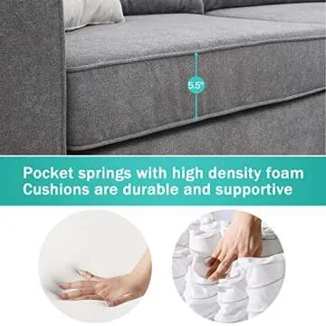 Merax Modern Upholstered Sectional Sofa with 3 Pillows