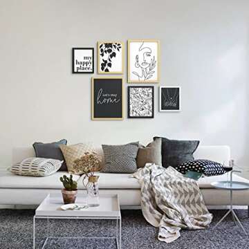 ArtbyHannah 6 Pack Gallery Wall Frame Sets with Decorative Minimalist Art Prints Picture Frame Set for Living Room Home Decoration, Multi Size 11x14 x2,9.5x12 x2,8x9.5 x2