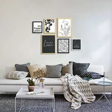 ArtbyHannah 6 Pack Gallery Wall Frame Sets with Decorative Minimalist Art Prints Picture Frame Set for Living Room Home Decoration, Multi Size 11x14 x2,9.5x12 x2,8x9.5 x2