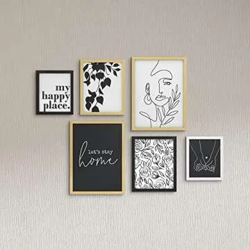 ArtbyHannah 6 Pack Gallery Wall Frame Sets with Decorative Minimalist Art Prints Picture Frame Set for Living Room Home Decoration, Multi Size 11x14 x2,9.5x12 x2,8x9.5 x2