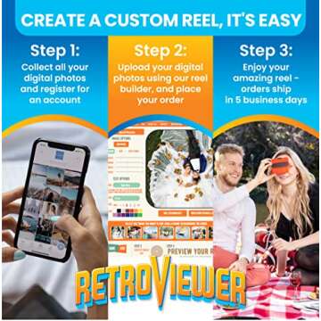 IMAGE3D Custom Viewfinder Reel Plus RetroViewer - Viewfinder for Kids, & Adults, Classic Toys, Slide Viewer, Retro Toys, Vintage Toys, May Work in Old Viewfinder Toys with Reels (Black)