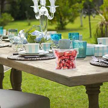 Vasdoo Self Adhesive Treat Cellophane Cookie Bag, White Polka Dot Party Favor Bag for Bakery, Candy, Cookie (3.9 x 3.9 inches, 100 Pcs)