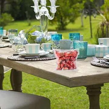 Vasdoo Self Adhesive Treat Cellophane Cookie Bag, White Polka Dot Party Favor Bag for Bakery, Candy, Cookie (3.9 x 3.9 inches, 100 Pcs)