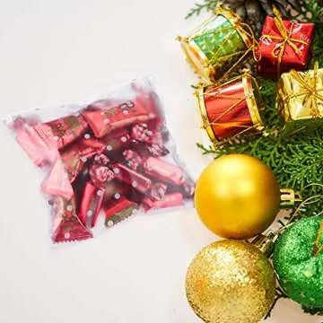 Vasdoo Self Adhesive Treat Cellophane Cookie Bag, White Polka Dot Party Favor Bag for Bakery, Candy, Cookie (3.9 x 3.9 inches, 100 Pcs)