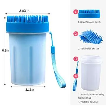Portable Medium Dog Paw Cleaner and Grooming Brush