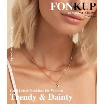 Dainty Initial Necklace Gold - Customizable Bubble Letter Jewelry for Women
