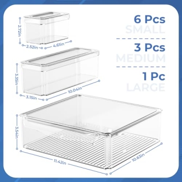 SpaceHacks 10 Pack Refrigerator Organizer Bins Clear Containers