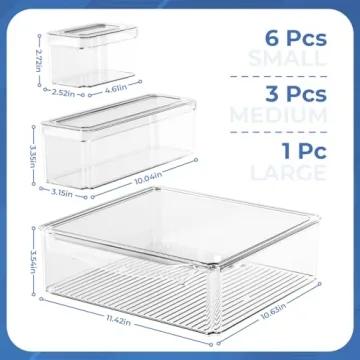 SpaceHacks 10 Pack Refrigerator Organizer Bins Clear Containers