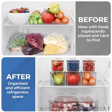 SpaceHacks 10 Pack Refrigerator Organizer Bins Clear Containers