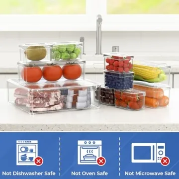 SpaceHacks 10 Pack Refrigerator Organizer Bins Clear Containers