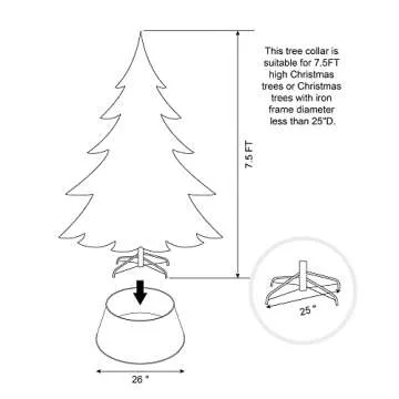 Glitzhome Hammered Metal Christmas Tree Collar Decorations, 26" D, Red