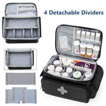 CURMIO Medicine Storage Bag Empty, Lockable Pill Bottle Organizer with Portable Zippered Pouches for...