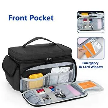 CURMIO Medicine Storage Bag Empty, Lockable Pill Bottle Organizer with Portable Zippered Pouches for First Aid Kits, Medicine Box for Home and Travel, Black (Patent Pending)