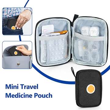 CURMIO Medicine Storage Bag Empty, Lockable Pill Bottle Organizer with Portable Zippered Pouches for First Aid Kits, Medicine Box for Home and Travel, Black (Patent Pending)