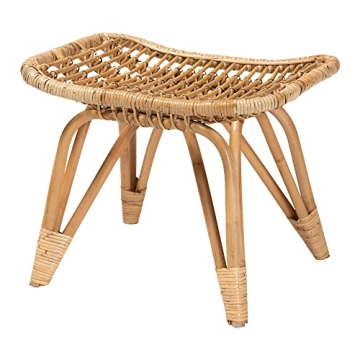 Bali & Pari Earvin Natural Rattan Footstool - Handcrafted Elegance