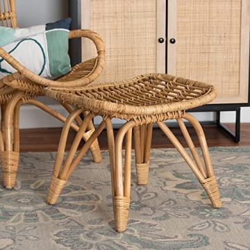 Handcrafted Natural Rattan Footstool - Elegant & Sturdy