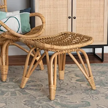 Handcrafted Natural Rattan Footstool - Elegant & Sturdy