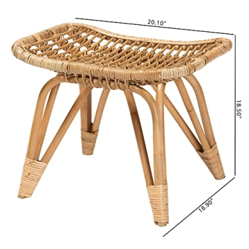 Handcrafted Natural Rattan Footstool - Elegant & Sturdy