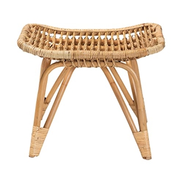 Handcrafted Natural Rattan Footstool - Elegant & Sturdy