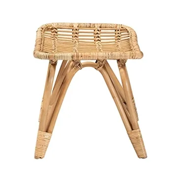 Handcrafted Natural Rattan Footstool - Elegant & Sturdy