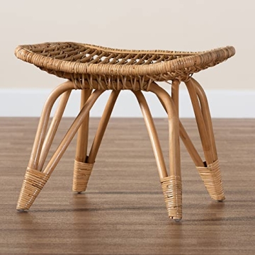 Handcrafted Natural Rattan Footstool - Elegant & Sturdy