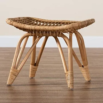 Handcrafted Natural Rattan Footstool - Elegant & Sturdy