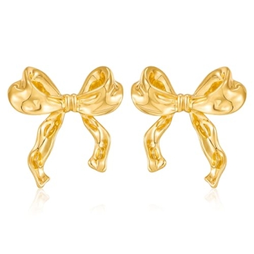 Stylish Gold Bow Earrings for Women by TONLUYAX