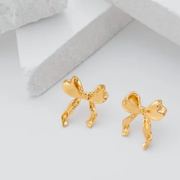 Stylish Gold Bow Earrings for Women by TONLUYAX