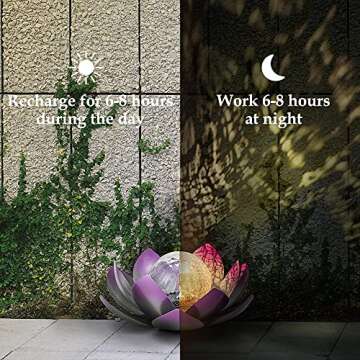 Huaxu Solar Lights Outdoor Decor - Stunning Waterproof Purple Lotus LED Light