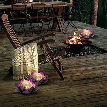 Huaxu Solar Garden Lights Waterproof LED Lotus Decor