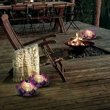 Huaxu Solar Garden Lights Waterproof LED Lotus Decor