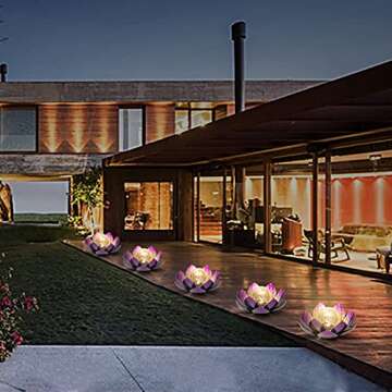 Huaxu Solar Garden Lights Waterproof LED Lotus Decor