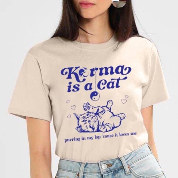 SFHFY Cute Cat Shirt Women Music Fans Vintage Tee Top