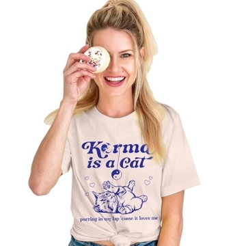 SFHFY Cute Cat Shirt Women Music Fans Vintage Tee Top