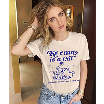 SFHFY Cute Cat Shirt Women Music Fans Vintage Tee Top