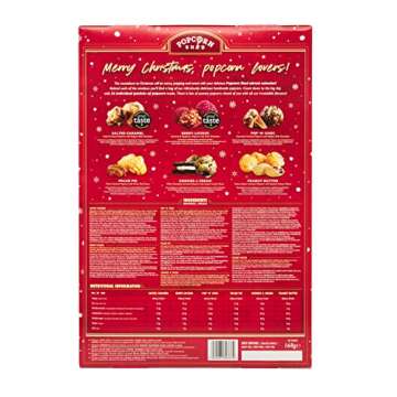Popcorn Shed Gourmet Popcorn Christmas Advent Calendar 2024, 24 Days of Popcorn - 6 Luxury Flavors, All Natural and Vegetarian Foodie Gift, Non-Chocolate Advent Calendar, British Candy