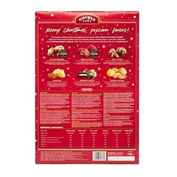 Popcorn Shed Gourmet Popcorn Christmas Advent Calendar 2024, 24 Days of Popcorn - 6 Luxury Flavors, All Natural and Vegetarian Foodie Gift, Non-Chocolate Advent Calendar, British Candy