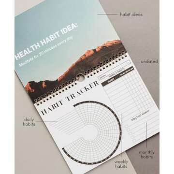 Lamare Premium Habit Tracker Calendar - Inspirational Habit Journal with Spiral Binding - Daily Habi...