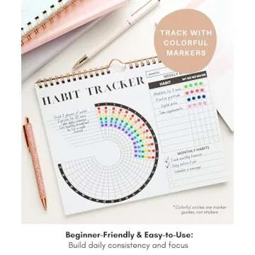 Lamare Premium Habit Tracker Calendar - Inspirational Habit Journal with Spiral Binding - Daily Habit Tracker Journal and Goal Board, Motivational Goals Journal, Productivity Tool and Workout Calendar