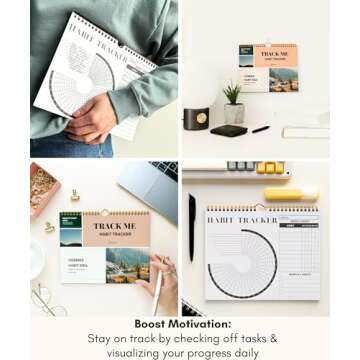 Lamare Premium Habit Tracker Calendar - Inspirational Habit Journal with Spiral Binding - Daily Habit Tracker Journal and Goal Board, Motivational Goals Journal, Productivity Tool and Workout Calendar