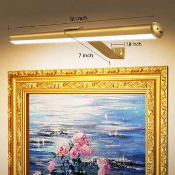 Picture Light Remote 16'' ,Battery Operated Painting Light Wireless Light for Wall Art with 3 Light colors,Full Metal 400LM, Didspaly Accent Light for Gallery Artwork Portrait Frame Dartboard