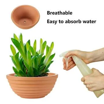 ZOUTOG Terracotta Pots, 6 inches Shallow Bowls with Drainage Holes, Small Clay Pots for Plants, Pack of 6