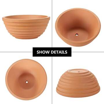 ZOUTOG Terracotta Pots, 6 inches Shallow Bowls with Drainage Holes, Small Clay Pots for Plants, Pack of 6