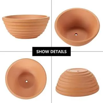ZOUTOG Terracotta Pots, 6 inches Shallow Bowls with Drainage Holes, Small Clay Pots for Plants, Pack of 6