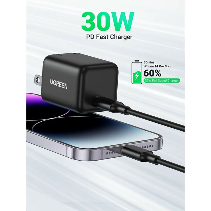 UGREEN 30W GaN USB C Wall Charger for Fast Charging