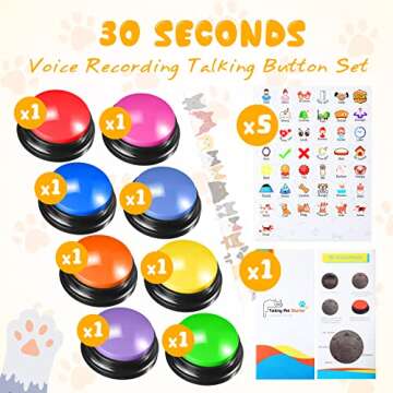 8 Colors Dog Buttons for Communication Dog Talking Button Set Voice Recording Button Dog Training Bu...