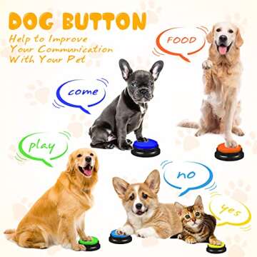 8 Colors Dog Buttons for Communication Dog Talking Button Set Voice Recording Button Dog Training Buzzer with 215 Pcs Stickers 30 Seconds Recordable Pet Funny Gift for Cat Pet Dog Training Button