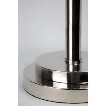 Grandview Gallery 25.75" Polished Nickel Modern Glam Table Lamp with Faceted Genuine Crystal Beaded Metal Drum Shade and Tiered Round Base - Bling Lighting for The Bedroom, Living Room, and Office