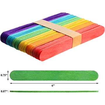 Okllen 1000 Pack Colored Craft Sticks, 6 Inch Wooden Popsicle Sticks, Ice Pop Ice Cream Sticks Jumbo...